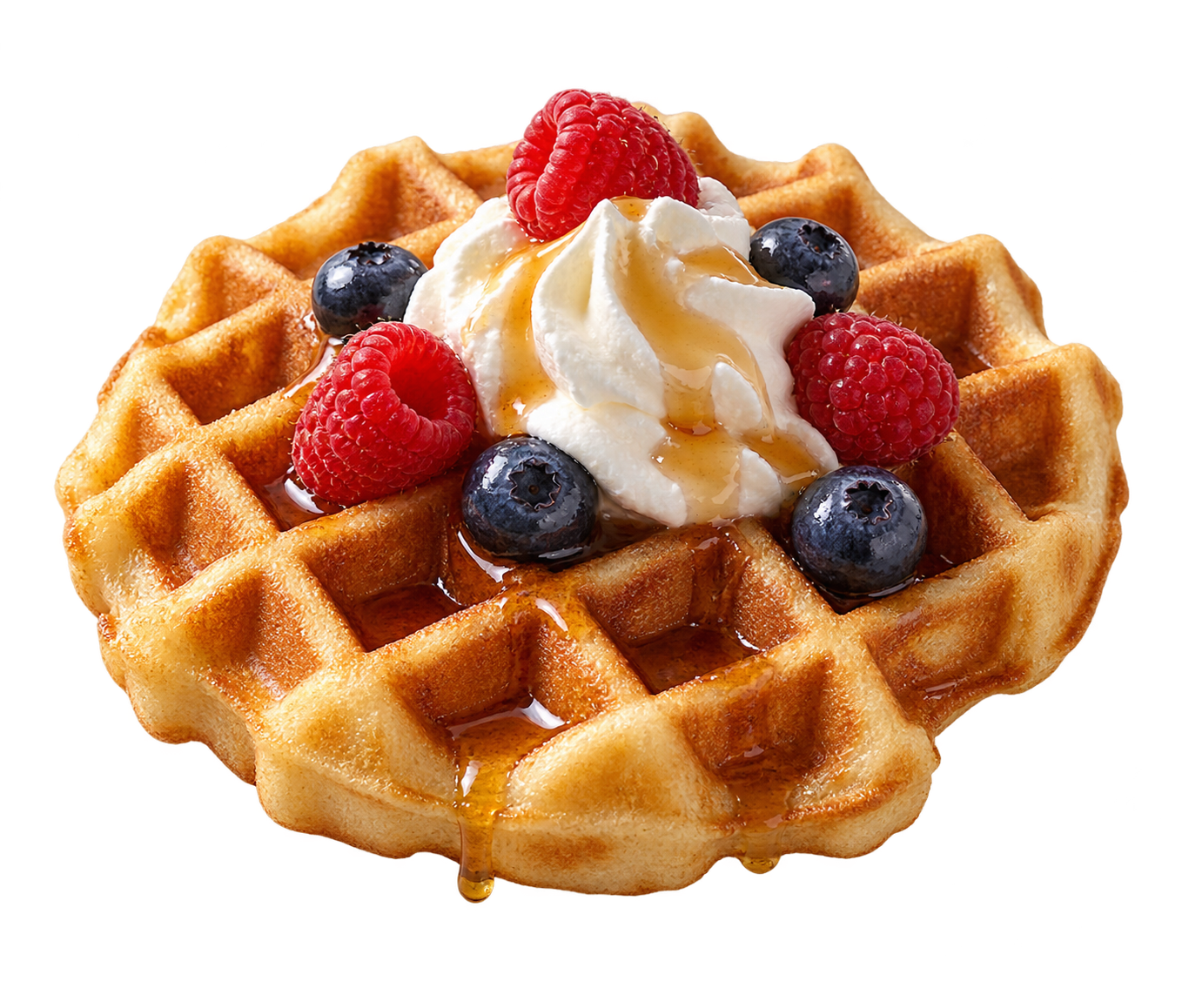 Berry waffle with cream and fresh fruit